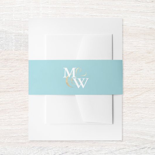 Bandeau De Faire-part Élégant Monogramme de verre de mer Or Ampersand Ma