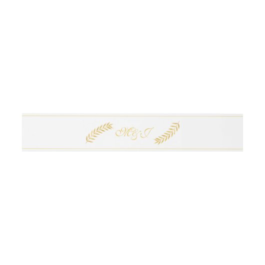 Bandeau De Faire-part Élégant Monogramme Feuille d'or Mariage (Plat)
