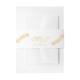 Bandeau De Faire-part Élégant Monogramme Feuille d'or Mariage