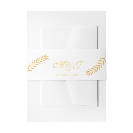 Bandeau De Faire-part Élégant Monogramme Feuille d'or Mariage (Devant example)