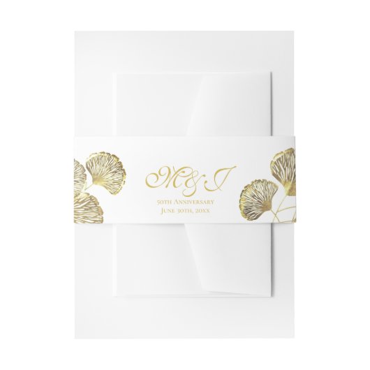 Bandeau De Faire-part Élégant Monogramme Golden Ginkgo Biloba Feuilles (Devant example)