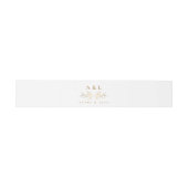 Bandeau De Faire-part Élégant Monogramme minimal Blanc Gold Mariage Cres (Plat)
