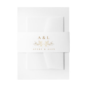 Bandeau De Faire-part Élégant Monogramme minimal Blanc Gold Mariage Cres