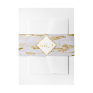 Bandeau De Faire-part Élégant Monogramme Monstera Gilded Gold Mariage