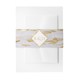 Bandeau De Faire-part Élégant Monogramme Monstera Gilded Gold Mariage