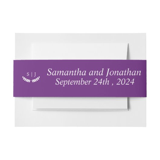 Bandeau De Faire-part Élégant Monogramme violet Bijou Mariage de ton (Devant Example)