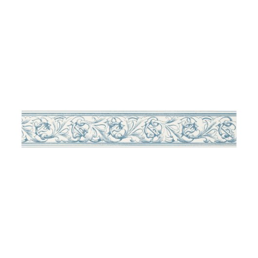 Bandeau De Faire-part Élégant Motif baroque bleu (Plat)