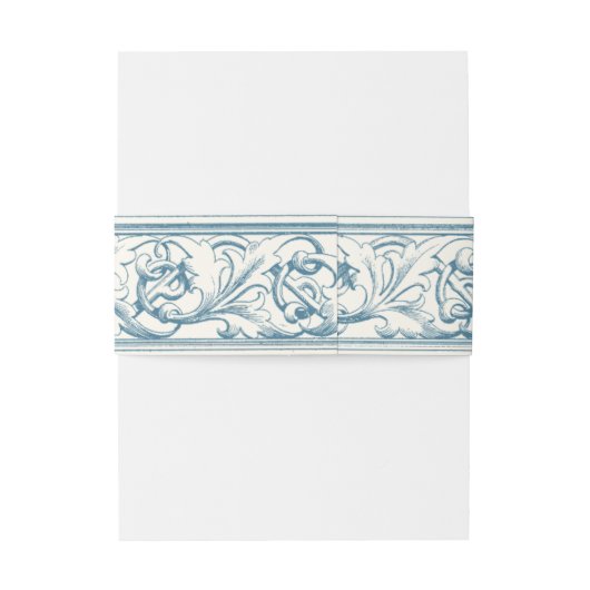 Bandeau De Faire-part Élégant Motif baroque bleu (Dos Example)