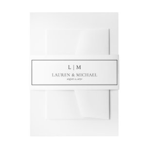 Bandeau De Faire-part Élégant noir et blanc Mariage de monogramme offici