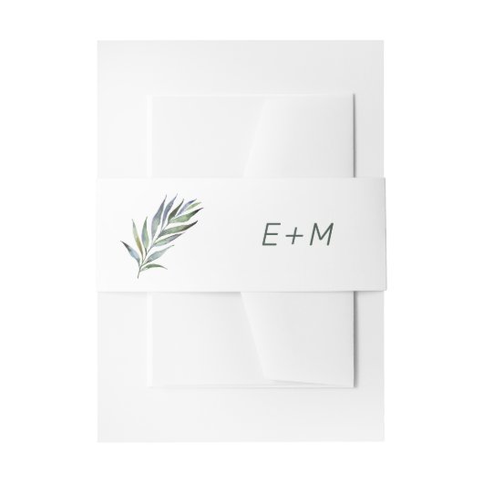 Bandeau De Faire-part Élégant Olive Branch Sage Invitation Belly Band (Devant example)