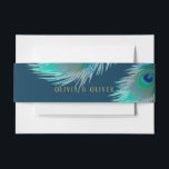 Bandeau De Faire-part Elégant Peacock Feathers et Mariage Or<br><div class="desc">Vous adorerez ces plumes de paon bleu et vert avec un cadre doré. Des invitations correspondantes sont disponibles.</div>