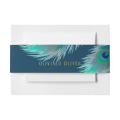 Bandeau De Faire-part Elégant Peacock Feathers et Mariage Or (Devant Example)