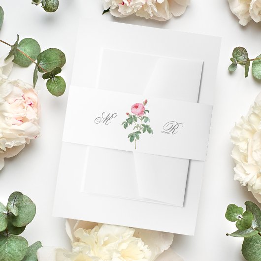 Bandeau De Faire-part Elegant Pink French Rose Calligraphy Wedding