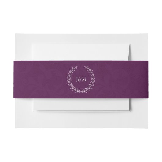 Bandeau De Faire-part Élégant Plum violet Laurel Monogram Mariage (Devant Example)