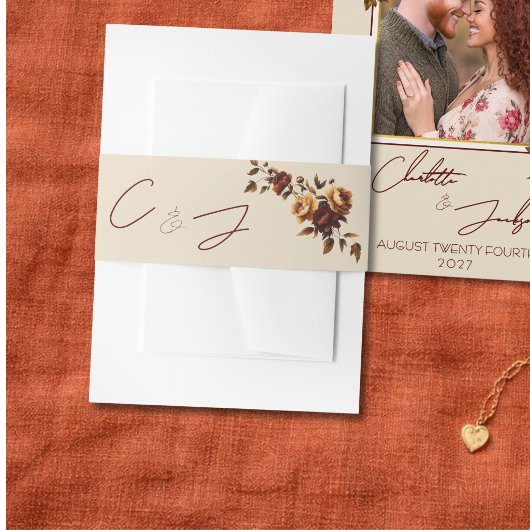 Bandeau De Faire-part Elegant Romantic Rusty Rose Autumn Wedding