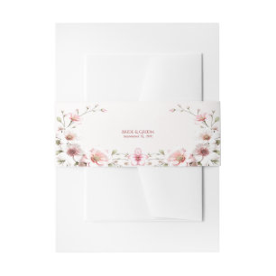 Bandeau De Faire-part Élégant rose blanc floral Invitation Bande de vent