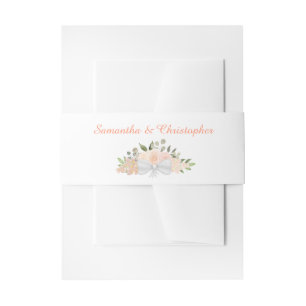 Bandeau De Faire-part Élégant Roses de pêche de corail Boho Chic Mariage