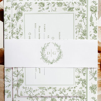 Bandeau De Faire-part Élégant Sage Chinoiserie Crest Mariage