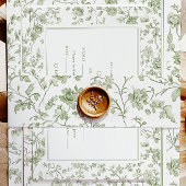 Bandeau De Faire-part Elegant Sage Chinoiserie Mariage