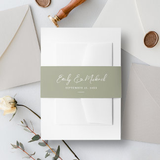 Bandeau De Faire-part Élégant Sage Green Script Mariage minimal