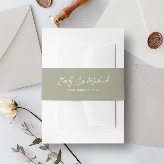Bandeau De Faire-part Élégant Sage Green Script Mariage minimal