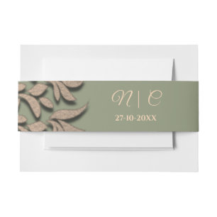 Bandeau De Faire-part Elégant Sage moderne vert & or classique mandala I