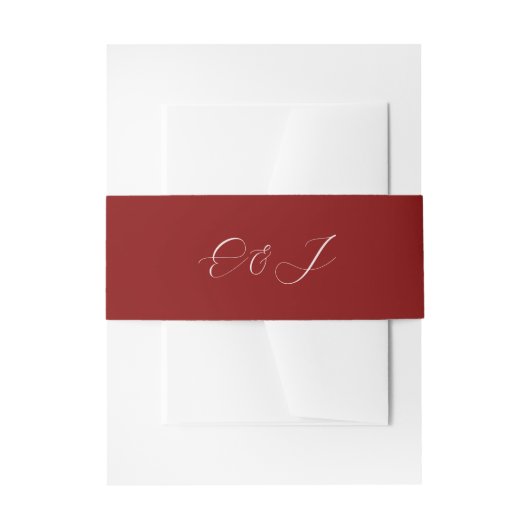 Bandeau De Faire-part Élégant script classique monogramme mariage rouge (Devant example)