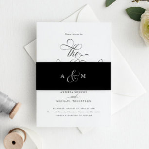 Bandeau De Faire-part Élégant script de calligraphie Mariage de luxe noi