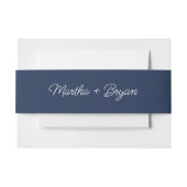 Bandeau De Faire-part Élégant Script Mariage bleu et blanc Marine (Devant Example)