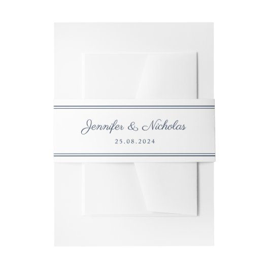 Bandeau De Faire-part Elegant Script Navy Blue Wedding (Devant example)