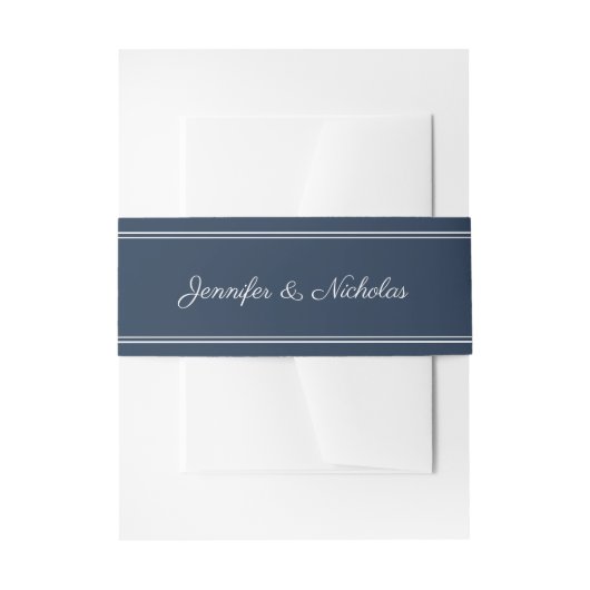 Bandeau De Faire-part Elegant Script Navy Bue Wedding (Devant example)