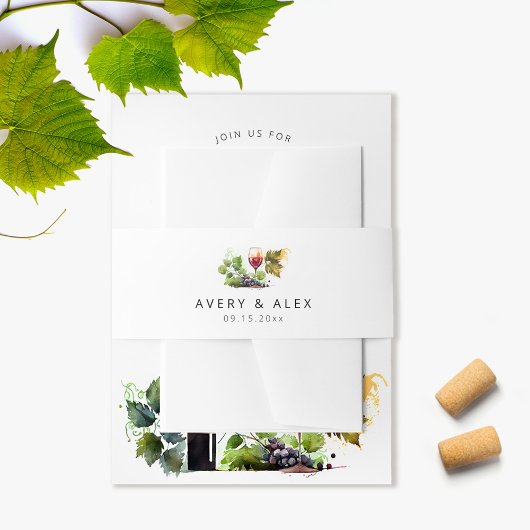 Bandeau De Faire-part Elégant Vin à thème Aquarelle Vignoble Mariage