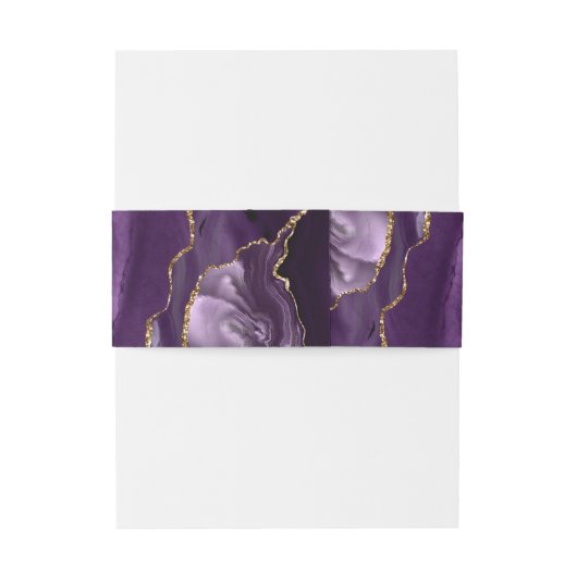 Bandeau De Faire-part Élégant violet or Agate Mariage foncé (Dos Example)