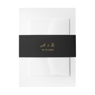 Bandeau De Faire-part Élégant Whimsical Black et Mariage de Monogramme O