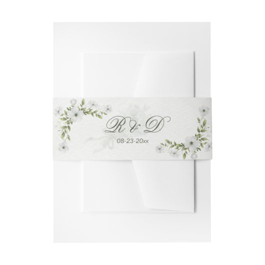 Bandeau De Faire-part Elegant White Floral Wedding Monogram (Devant example)