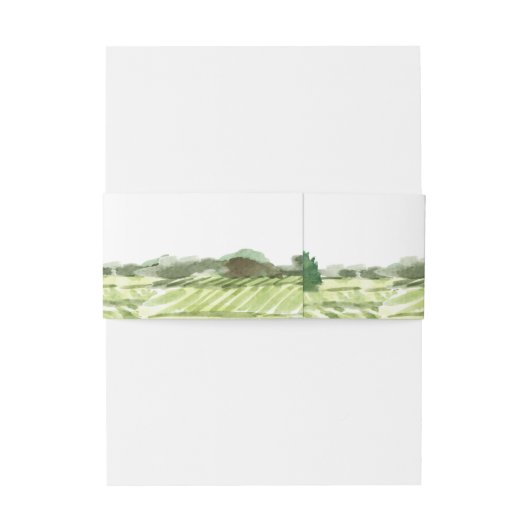 Bandeau De Faire-part Elégante aquarelle Green Winery Vignoble Mariage (Dos Example)