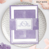 Bandeau De Faire-part Elégante aquarelle Lavande, Mariage Monogramme