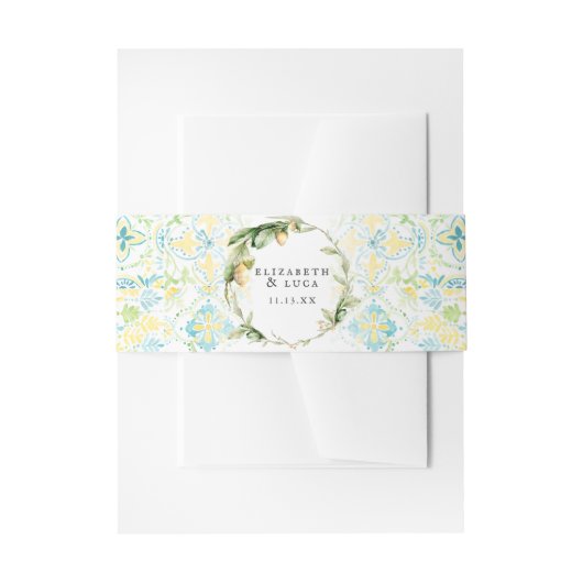 Bandeau De Faire-part Elégante aquarelle méditerranéenne Mariage Monogra (Devant example)