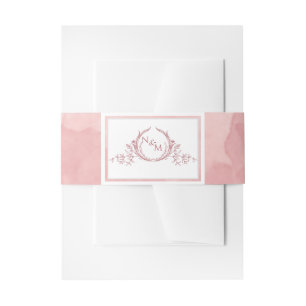 Bandeau De Faire-part Elégante Aquarelle rose, Mariage Monogramme