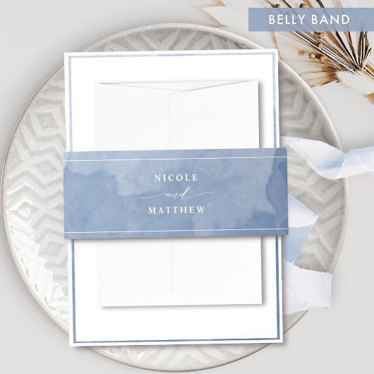 Bandeau De Faire-part Elégante couleur bleu azur, Mariage