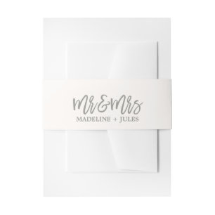 Bandeau De Faire-part Elégante crème blanche et grise "Mr & Mrs" Mariage
