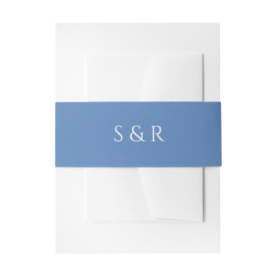 Bandeau De Faire-part Élégante invitation avec monogramme bleu poussiére