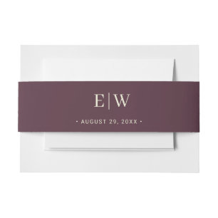 Bandeau De Faire-part Elégante laque simple cerise, Mariage Monogramme