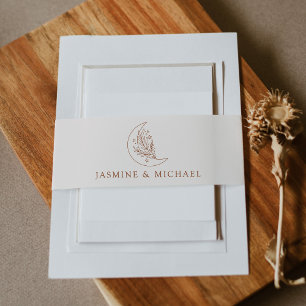 Bandeau De Faire-part Élégante Lune et Étoiles Mariage en terre cuite