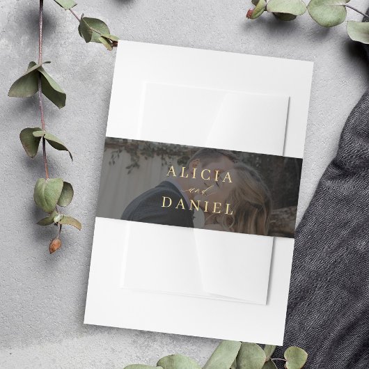 Bandeau De Faire-part Élégante typographie or noir photo mariage