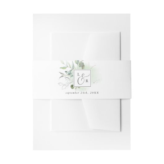 Bandeau De Faire-part Élégante verdure Mariage monogramme (Devant example)