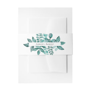 Bandeau De Faire-part Elégante verdure Turquoise Aquarelle Mariage moder