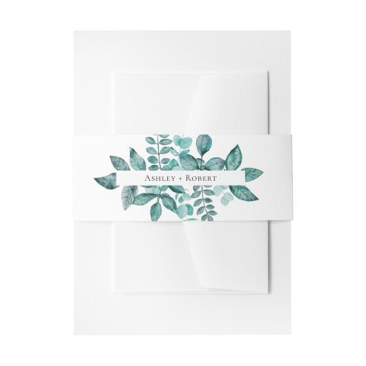 Bandeau De Faire-part Elégante verdure Turquoise Aquarelle Mariage moder (Devant example)