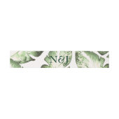 Bandeau De Faire-part Elégante White Green Tropical Beach Feuille Mariag (Plat)
