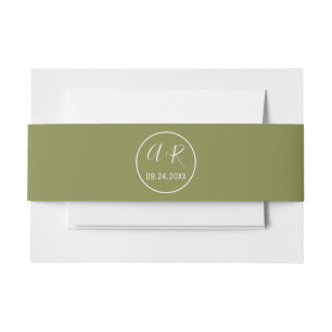 Bandeau De Faire-part Élégants initiales vert olive mariage